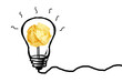 © New Africa - Yellow crumpled paper ball and drawn lamp bulb on white background