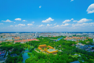 Sticker - Aerial photo of Qingzhou City Construction Park, Shandong Province, China