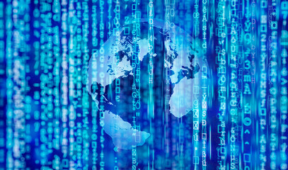 Digital background with globe and matrix