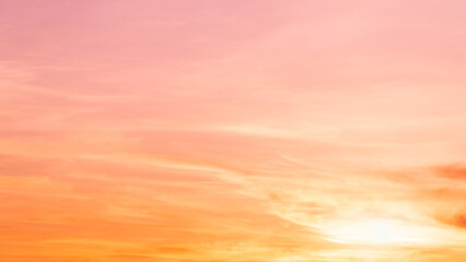 Wall Mural - evening sky with romantic colorful sunlight with bright orange, yellow and pink sunset dramatic natu