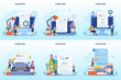 Copywriter web banner or landing page set. Idea of writing texts Flat vector