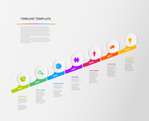 Poster - seven circle diagonal steps simple timeline process infographic