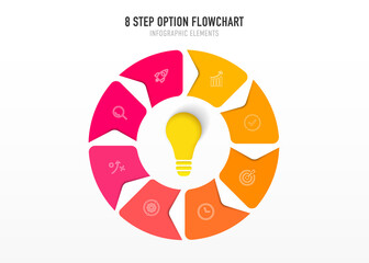 Poster - Timeline infographic design with 8 options or steps. Infographics for business concept. Can be used for presentations workflow layout, banner, process, diagram, flow chart, info graph, annual report.