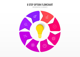 Poster - Timeline infographic design with 8 options or steps. Infographics for business concept. Can be used for presentations workflow layout, banner, process, diagram, flow chart, info graph, annual report.