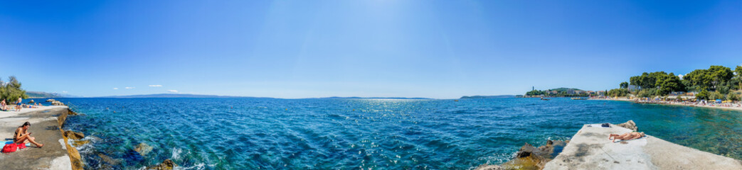  Panoramic view on the Bacvice Beach in Split, Croatia. 