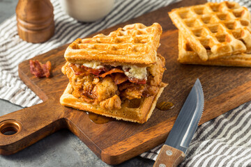 Poster - Homemade Chicken and Waffle Sandwich