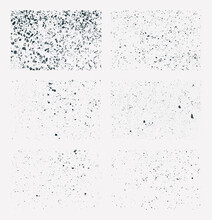 Vector Set Of Splash Stains Textures. Monochrome Abstract Vector Grunge Textures.