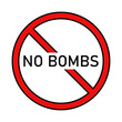 © Andrii - No bombs vector icon. No bombs in red prohibition sign. Icon against bombs and bombing of civilians.
