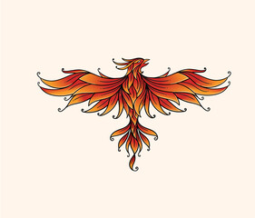 Wall Mural - decorative flying phoenix bird vector illustration