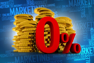 Poster - 3d rendering Gold coins 0 percentage
