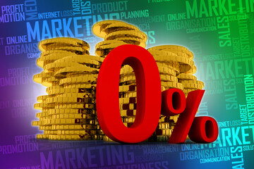 Poster - 3d rendering Gold coins 0 percentage

