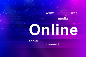 Poster - 2d online media technology concept
