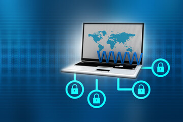Poster - 3d rendering Laptop with login text
