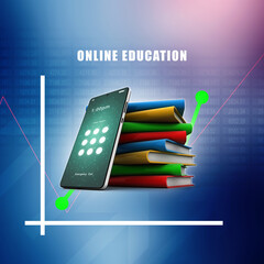 Poster - 3d rendering mobile phone with book
