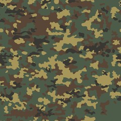Wall Mural - 
Texture camouflage green vector seamless pattern, army uniform, urban print.