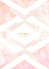 Wall Mural - luxury elegant background. pink marble with gold veins, dots with a glittering effect and shiny bord
