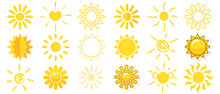 Illustration Set, Sun, Yellow, Summer, Vector
