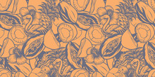 Monochrome Vintage Tropical Background. Ideal For Fabric Print, Apparel, Wallpaper, Poster Card. Vector