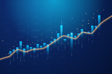 Poster - Glowing vector chart of investment financial data. Infographic elements