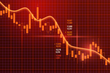 Poster - Negative chart of investment financial data. The concept of economic recession and crisis. Fall of world trade