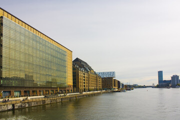 Spree river embankment near Oberbaum bridge in Belin