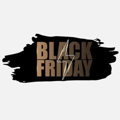 Poster - Black Friday banner design golden sign on grunge ink stain. Vector illustration.