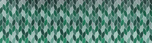 Abstract Modern Green Mosaic Porcelain Stoneware Cement Tile With Cable Pattern Or Leaf Pattern Texture Background Banner Panorama