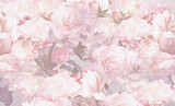 Fototapeta Kwiaty - Tekstura z motywem róż w odcieniach jasnego różu. Grafika cyfrowa przeznaczona do druku na tkaninie, ozdobnym papierze, tapecie.