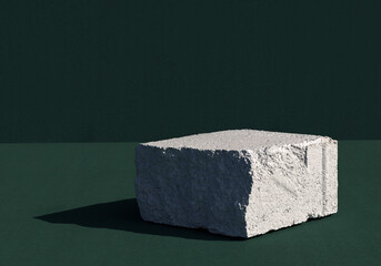 Aufkleber - Close-up of stone or concrete brick lit by bright light and casting shadow. 3d computer graphic template of displaying place for your products
