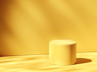 Aufkleber - Cylindrical pedestal, scene with rippled sunny water texture. 3d computer graphic template of displaying place for your products. Blank template.