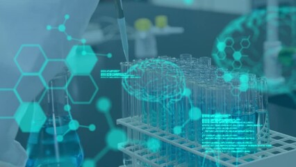 Poster - Animation of data processing over scientist in lab