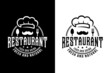 Restaurant food and drink fresh and natural black and white color design logo