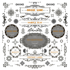 Wall Mural - set of vintage decorations flourishes elements.