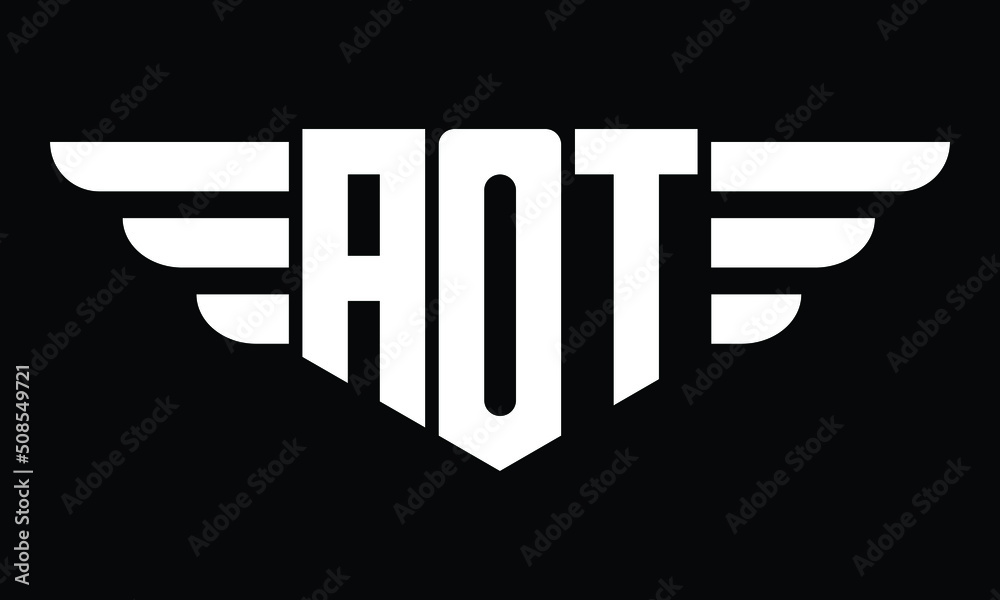 AOT three letter logo, creative wings shape logo design vector template ...