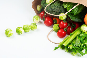 Wall Mural - Raw vegetables on light background.