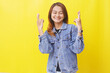 © ArvStd - asian woman standing smiling with gesture wishing wish come true