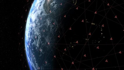 Poster - Global Positioning System GPS of navigation satellites or satnav transmit data coverage around planet Earth
World map element of this clip furnished by NASA
