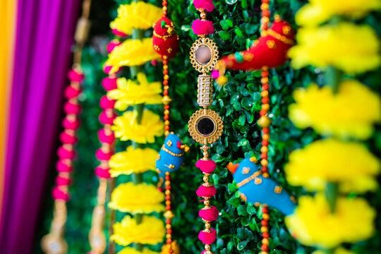 Indian Hindu wedding and pre wedding ceremonies traditional decorations