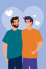 Canvas Print - gays couple with hearts