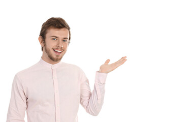 Wall Mural - Concept of people, young man isolated on white background