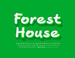 © Popskraft - Vector eco concept Forest House. Handwritten sticker Font. Artistic style Alphabet Letters, numbers and Symbols set