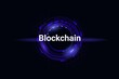 Blockchain digital round token. Cyber cryptocoin with blue glow and techno design cryptocurrency transactions and web investment with virtual vector payment