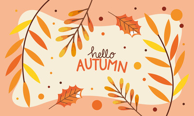 Poster - hello autumn lettering postcard