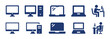 © Icons-Studio - Computer icon vector set. Laptop collection symbol illustration. Working desktop in office sign.