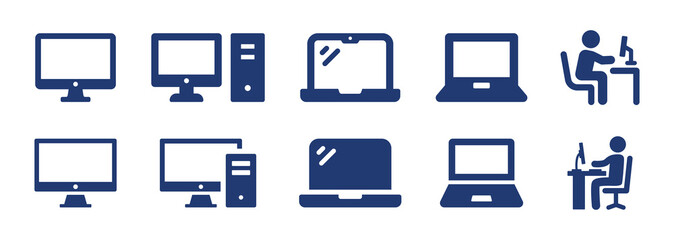Wall Mural - Computer icon vector set. Laptop collection symbol illustration. Working desktop in office sign.