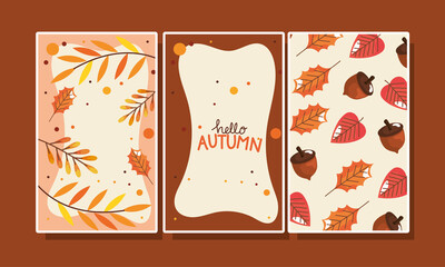 Sticker - hello autumn lettering postcards