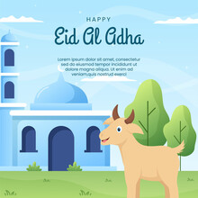 Eid Al Adha Template Social Media Flat Cartoon Background Illustration