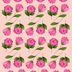 Poster - roses flowers pattern background