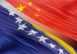 China Flag with Abstract Bosnia and Herzegovina Flag Illustration 3D Rendering (3D Artwork)