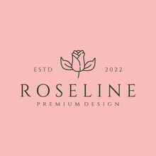 Rose Flower Line Art Logo Vector Symbol Illustration Design